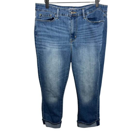 Levis Jeans Womens Size 14 32 Large Mid Rise Capri Denim Pants Stretch Blue Fall - Picture 1 of 16